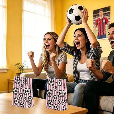 15Pcs Football Print Paper Cady Bags ABAG-TA0002-33A-1
