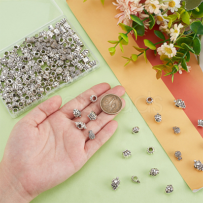 150pcs 5 styles Tibetan Style Zinc Alloy European Large Hole Beads FIND-PH0023-70-1
