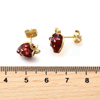 Brass Enamel Stud Earrings EJEW-F372-01A-G-1