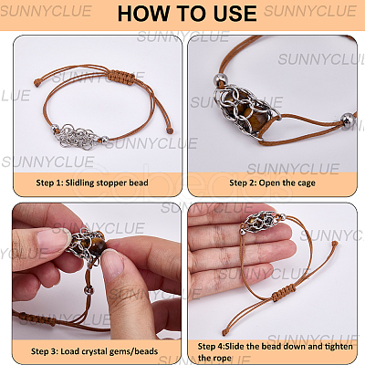 12Pcs 4 Colors 304 Stainless Steel Macrame Pouch Bracelet Making for Stone Holder AJEW-SC0003-01-1