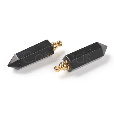 Faceted Natural Black Agate Pointed Pendants G-H252-F05-1