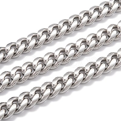 Tarnish Resistant 304 Stainless Steel Cuban Link Chain STAS-B019-02B-P-1