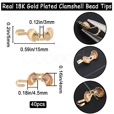 40Pcs Brass Bead Tips KK-BBC0010-54-1