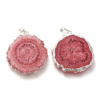 Dyed Natural Druzy Solar Quartz Crystal Pendants G-F693-01H-S-1