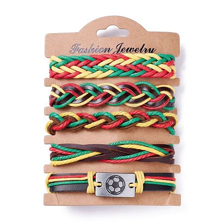 Leather Cord Bracelets Set for Men Women BJEW-C005-02C-1