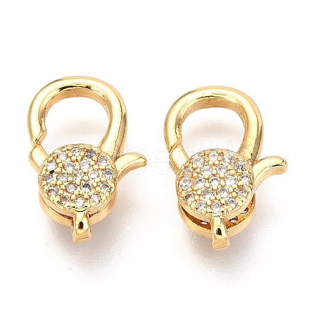 Brass Micro Pave Cubic Zirconia Lobster Claw Clasps X-ZIRC-O038-23G-1