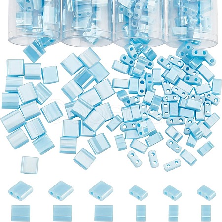 432Pcs 2 Style 2-Hole Opaque Glass Seed Beads SEED-NB0001-71-1