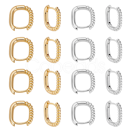16Pcs 2 Colors Half Spiral Rectangle Brass Hoop Earrings for Women EJEW-UN0003-26-1