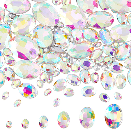 94Pcs 6 Style Pointed Back Glass Rhinestone Cabochons DIY-FG0003-64-1