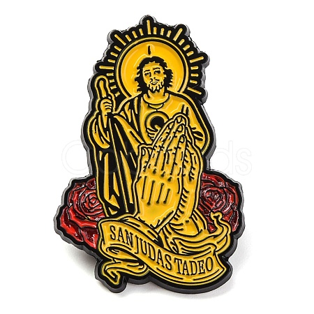 Rose Flower San Judas Zinc Alloy Enamel Pins Brooch LS-JEWB-S033-03B-05-1