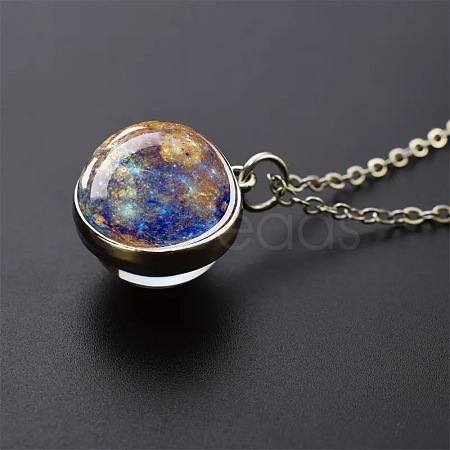 Luminous Round Alloy with Glass Planet Pendant Necklaces FS-WG4A1FF-05-1