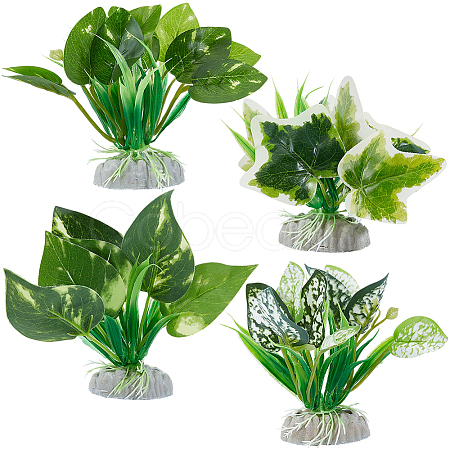 4Pcs 4 Styles Plastic Sea Grass Display Decorations DJEW-GF0001-85-1