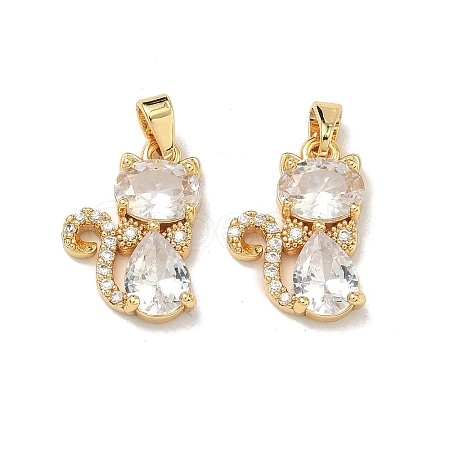 Brass Micro Pave Clear Cubic Zirconia Pendants KK-H265-05G-1