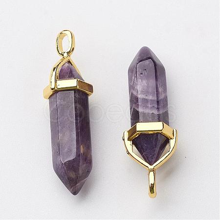 Natural Amethyst Pointed Pendants G-G902-A04-1