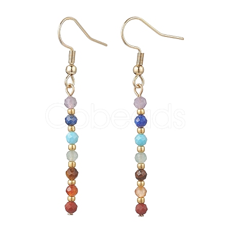 Natural Mixed Stone Round Dangle Earrings EJEW-JE06667-02-1