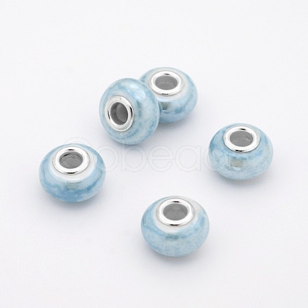 Rondelle Handmade Porcelain Large Hole European Beads OPDL-M009-08-1