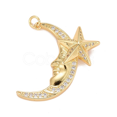 Rack Plating Brass Cubic Zirconia Pendants Findings KK-E275-18G-1