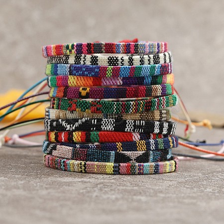 12Pcs Bohemian Style Cotton Cord Knitting Braided Anklet Sets FS-WGF0344-05-1