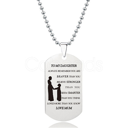 201 Stainless Steel To My Daughter Dog Tag Pendant Ball Chain Necklaces FS-WG527E6-08-1
