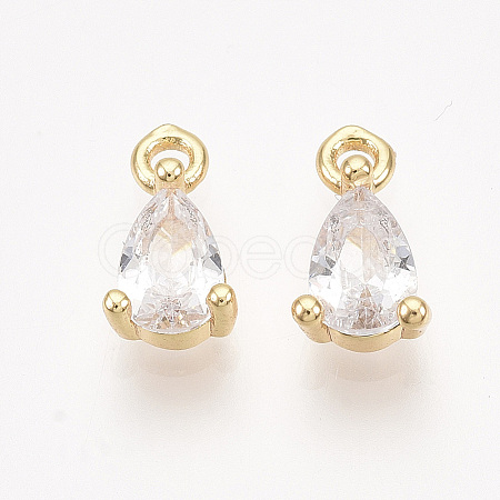 Brass Cubic Zirconia Charms X-KK-T038-562G-NF-1