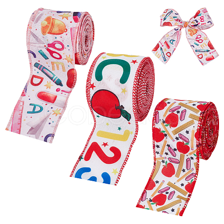 3 Rolls 3 Styles Polyester Ribbon OCOR-UN0001-16-1
