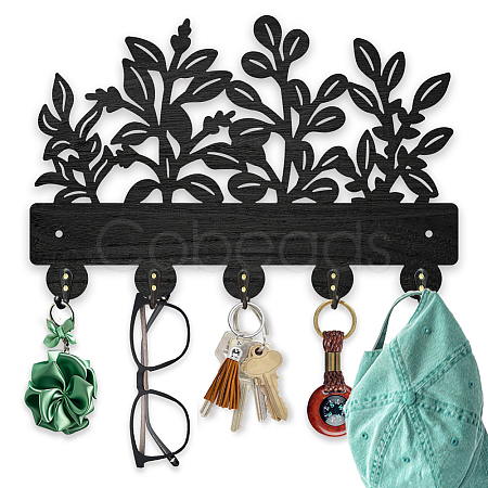 Wood & Iron Wall Mounted Hangers HJEW-WH0055-229-1