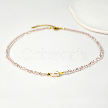 Natural Freshwater Pearl & Glass Beaded Necklaces for Women AC5368-8-1