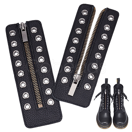 PandaHall Elite 1 Pair Cowhide Leather Lace-in Boot Zipper Inserts FIND-PH0006-71-1