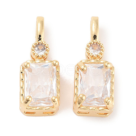 Brass Micro Pave Cubic Zirconia Pendants KK-C051-54G-02-1