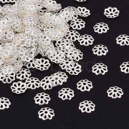 Silver Color Plated Brass Bead Caps X-EC134-S-1