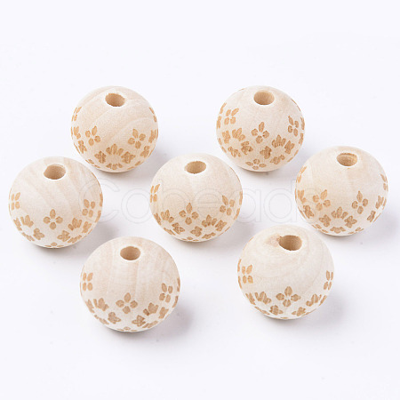 Unfinished Natural Wood European Beads WOOD-S057-023B-1