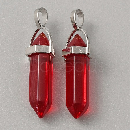 Glass Double Terminal Pointed Pendants G-WH0016-40C-1
