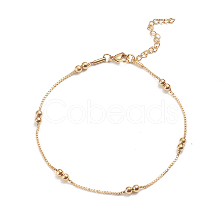 304 Stainless Steel Box Chain Anklets AJEW-G024-12G-1