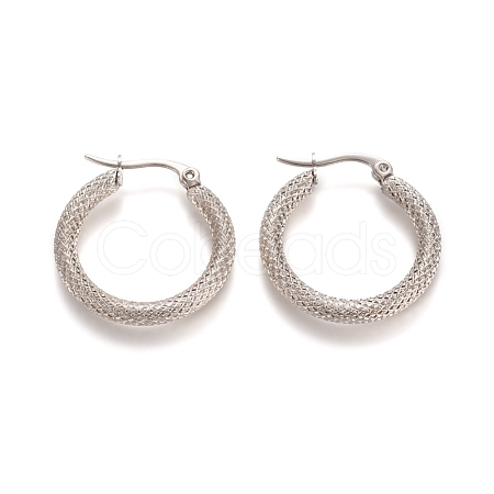 Tarnish Resistant 201 Stainless Steel Geometric Hoop Earrings STAS-D171-12B-P-1