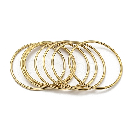 7Pcs PVD Vacuum Plating 202 Stainless Steel Plain Ring Bangle Sets BJEW-M317-16B-G-1