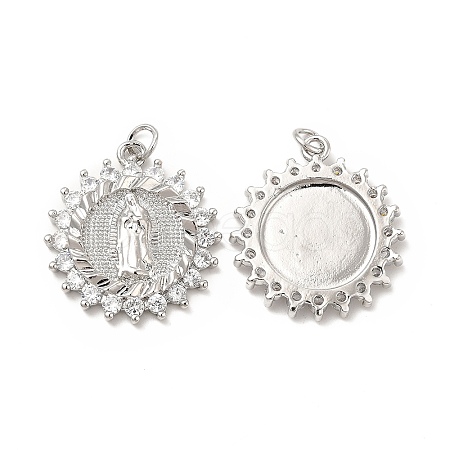 Brass Micro Pave Cubic Zirconia Pendants KK-E068-VB090-1