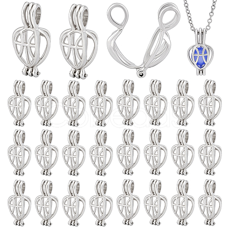 30Pcs Alloy Hollow Teardrop Bead Cage Pendants KK-PH0014-16-1