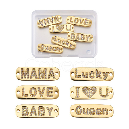 Brass Micro Pave Cubic Zirconia Links ZIRC-TA0001-14G-1