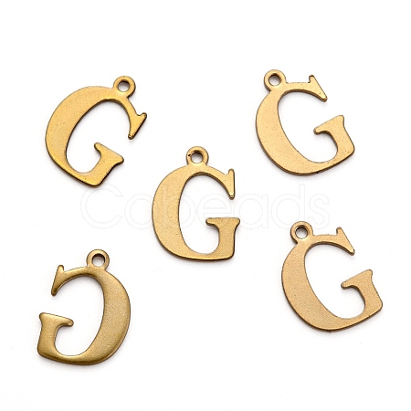 304 Stainless Steel Alphabet Charms STAS-H122-G-AB-1