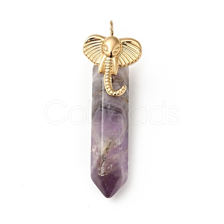 Elephant Natural Amethyst Pointed Pendants G-I333-06A-1