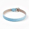 PU Leather Watch Band Strap, Watch Belt, Fit Slide Charms, with Iron Clasps, Platinum, Light Sky Blue, 8-3/4 inch(22.3cm), 7.5x1.5mm