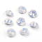 Pointed Back & Back Plated K9 Glass Rhinestone Cabochons, Grade A, Faceted, Flat Round, White Opal, 8x4.5mm