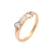 Ion Plating(IP) 304 Stainless Steel Finger Ring with Rhinestone, Heart, Rose Gold, US Size 8(18.1mm)