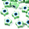 Handmade Polymer Clay Beads, Star with Evil Eye, Light Green, 9x9x3.5~4.5mm, Hole: 1.4mm