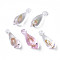 Handmade Gold Sand Lampwork Pendants, Teardrop, Pink, 24~27x7.5mm, Hole: 1.2~2mm