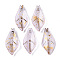 Transparent Spray Painted Glass Pendants, with Golden Foil, Leaf, Thistle, 23x11.5x3.5mm, Hole: 1mm