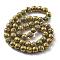 Electroplated Natural Lava Rock Beads Strands, Round, Golden Plated, 8.5mm, Hole: 1.5mm, about 52pcs/strand, 16.14 inch(41cm)