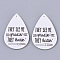 PU Leather Big Pendants, Single-Sided, teardrop, with Word, White, 56x36.5x2mm, Hole: 1.2mm