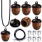 SUNNYCLUE DIY Acorn Locket Necklace Making Kit, Including Wooden Box Pendant, Imitation Leather Cord, 304 Stainless Steel Snap on Bails, Colorful, 18Pcs/bag, Pendant: 29.5x22mm, Hole: 2mm, Inner Diameter: 14x14mm