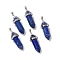 Natural Lapis Lazuli Pointed Pendants, Faceted, with Platinum Tone Brass Findings, Lead free & Cadmium Free, Dyed, Bullet, 27~30x9~10x7~8mm, Hole: 4x3mm